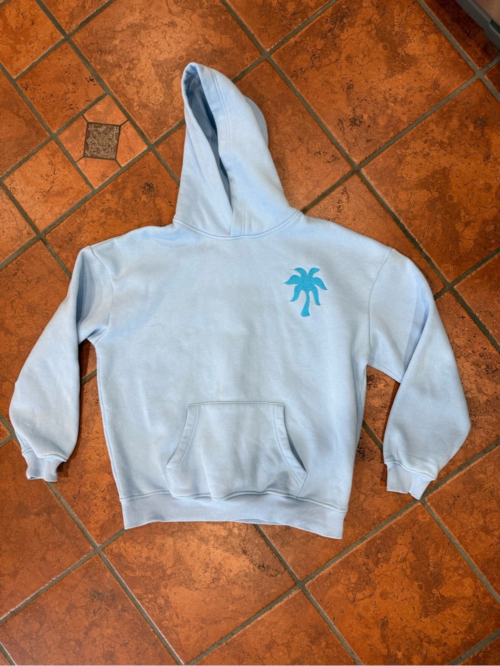 Pink Palm Puff Blue “Everything Comes in Waves” Sweatshirt, Size Medium - Picture 2 of 8